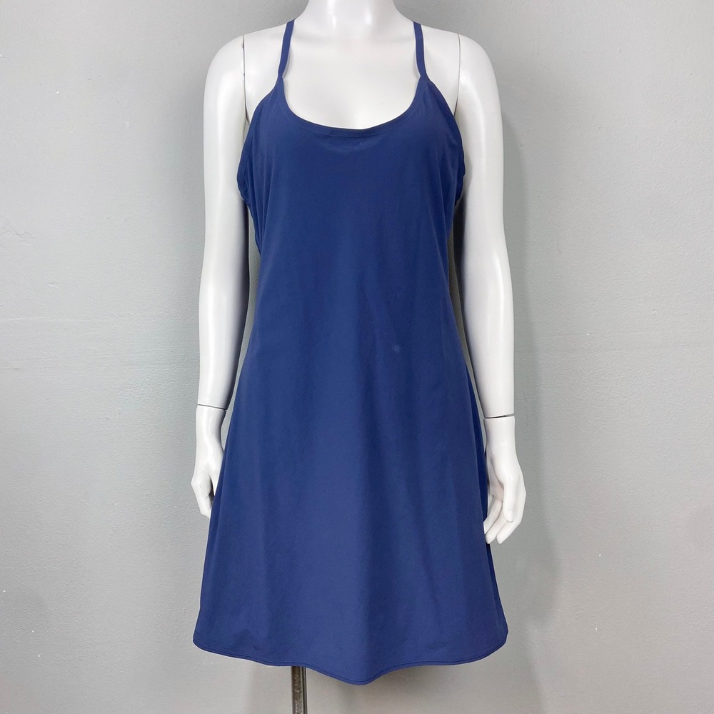 Outdoor Voices Exercise Dress Womens Size L Navy Blue Racerback Shorts Pocket - Picture 1 of 10